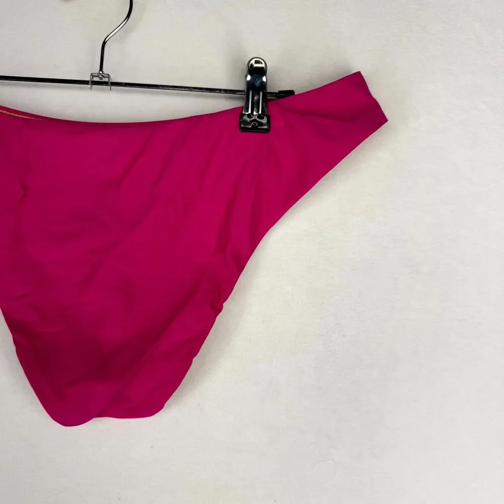 J.Crew High Rise Bikini Bottom Bathing suit Pink Ladies Size‎ L NEW BC125 RFU